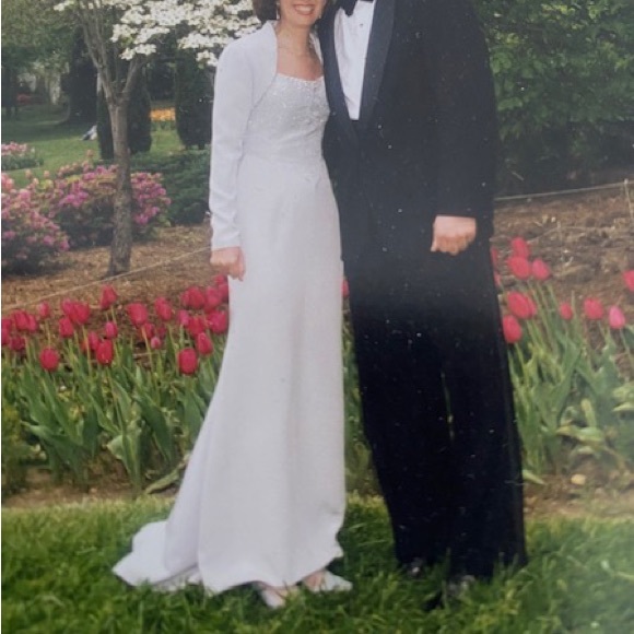 VINTAGE 1990s Stephen Yearick gown & bolero in light silver - Picture 13 of 15